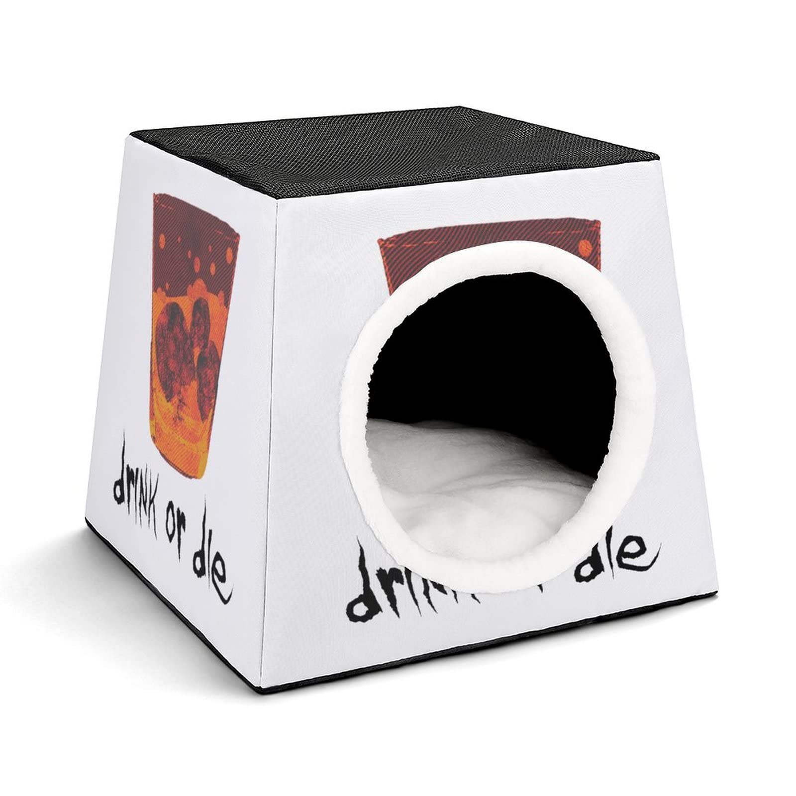 Casa Gato Personalizada Lindo Gatos Condominios Cama y Sofá Plegable con Cojín Extraíble Bebida Copa Calavera
