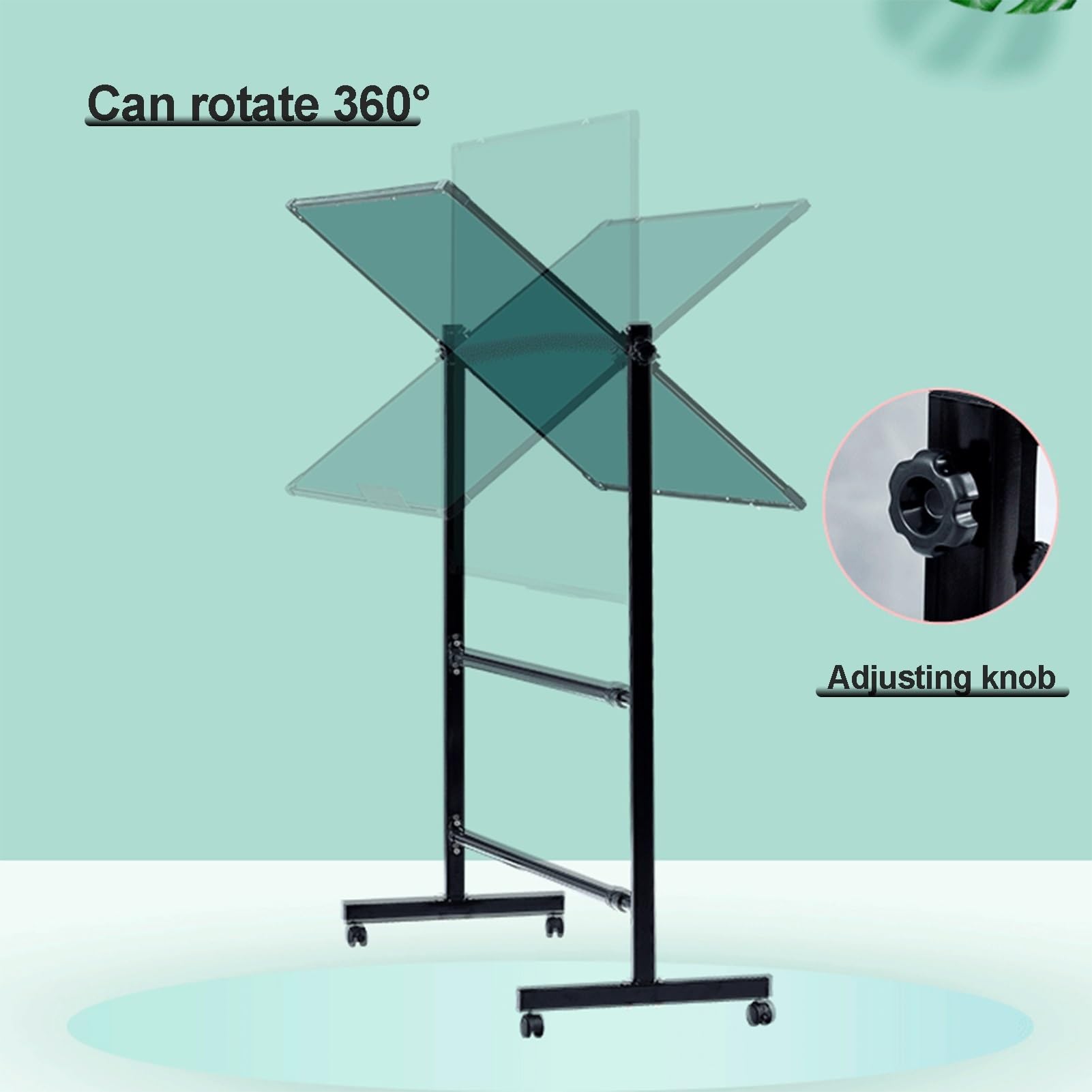 Tablica mobilna - obracana o 360°, dwustronna magnetyczna tablica suchościeralna - regulacja wysokości, rama ze stopu aluminium do domowego biura szkolnego (rozmiar: 70x100cm) (60x90cm)