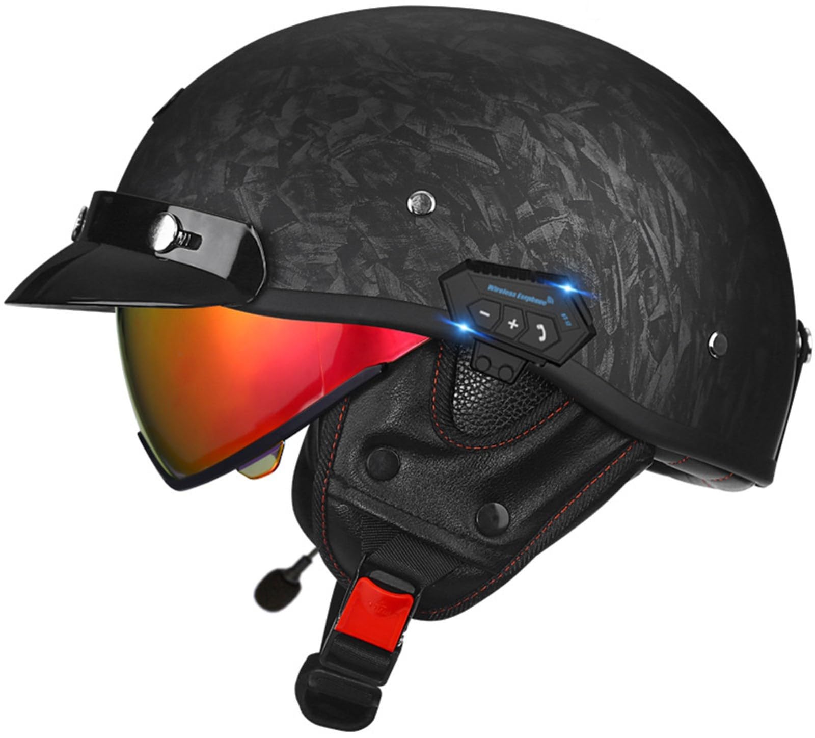 Casque Jet Moto Casque Moto Jet 3/4 Moto Bluetooth Dot/ECE Homologué Casques de Moto électrique Scooter avec Double Visière Casque Universel pour Toutes Les Saisons