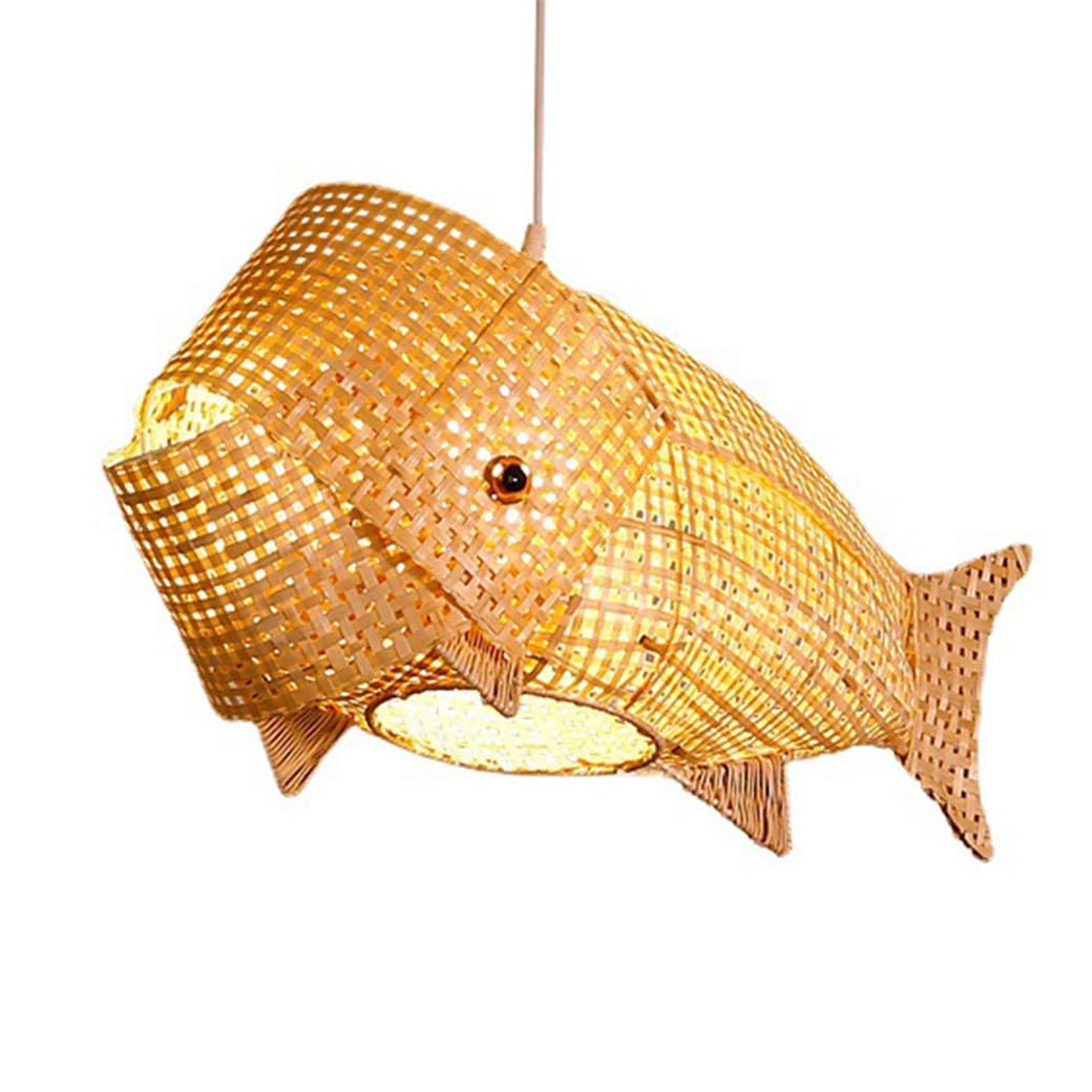 Suspension en bambou tressé avec câble de 120cm pour éclairage de salon