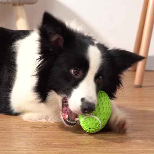 Miniatura 6 de AUSCAT 2 bolas de juguete de goma chirriantes para perros, pelota indestructible para masticadores agresivos, juguete interactivo para perros