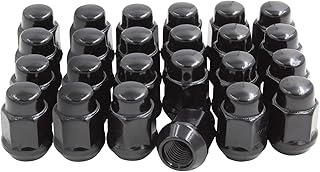 Wheel Accessories Parts 24 Pc 1/2" Thread Bulge Acorn 35mm 1.38" Long Lug Nut Black Chrome 21mm 13/16" Fits 1991-2005 Dodge Dakota | 1998-2003 Durango | 1999-2017 Viper