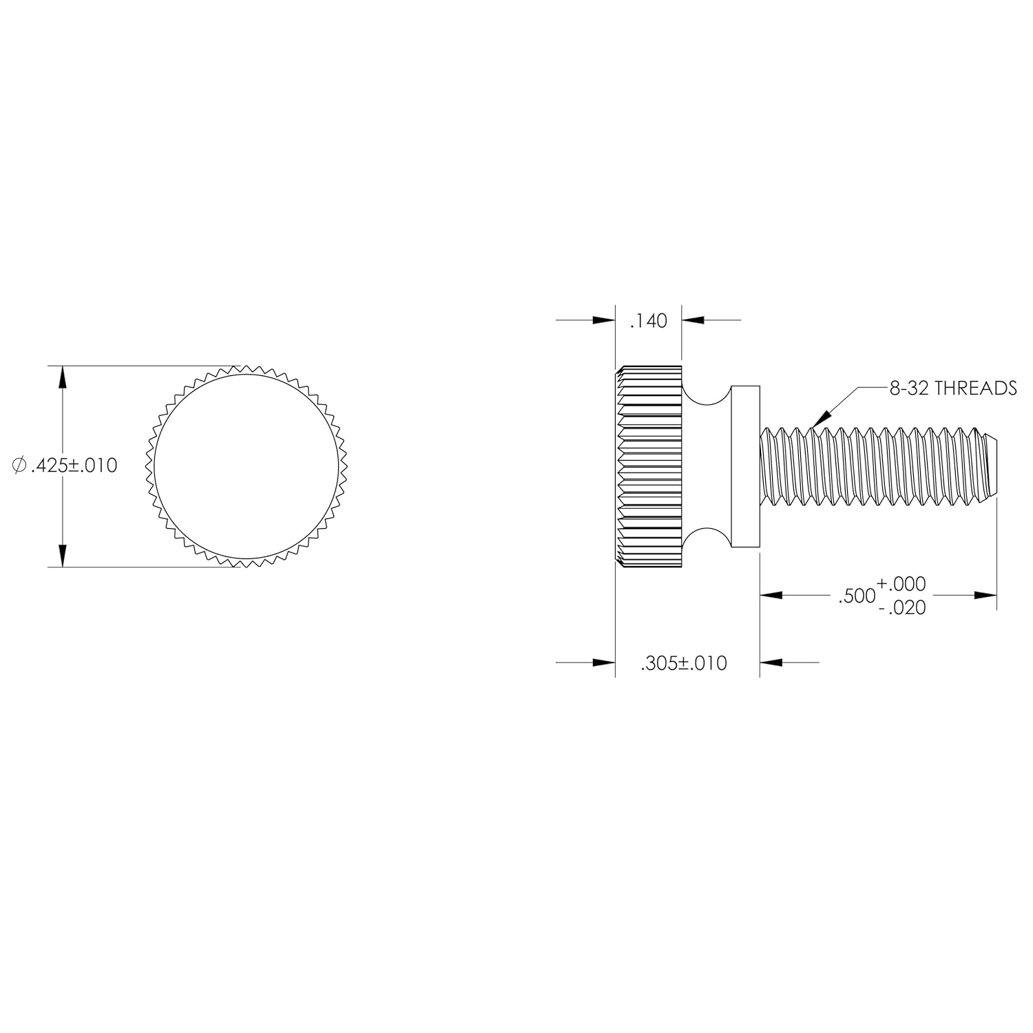 Nylon Thumb Screws, #8-32 Thread (50, Black, 1/2")