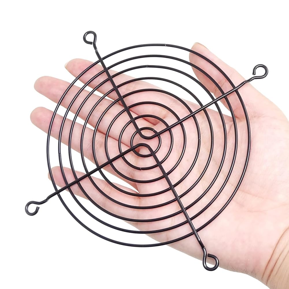 140 mm griglie nere per dita, griglia per ventola di raffreddamento per PC 140 mm copertura di protezione per PC, con viti, vite per ventola PC in gomma (4 pacchetti)