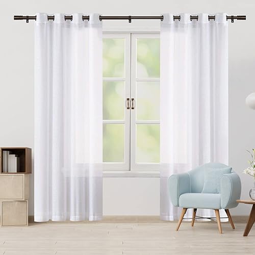 Miniatura 2 de KAMANINA Paquete de 2 barras de cortina de 48 a 86 pulgadas, barras de cortina individuales de bronce de 34 pulgadas para ventanas, barra de cortina