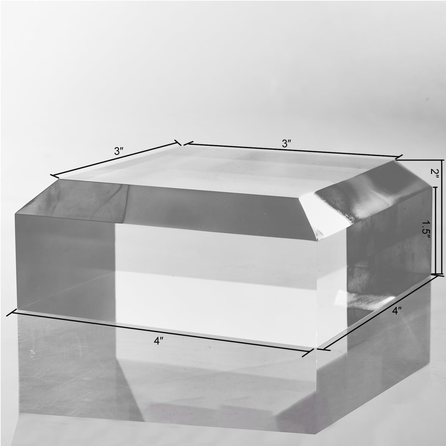 CiaoHER 2in Thickness Beveled Solid Acrylic Display Block Clear Polished Pedestal Stand Riser Solid Base (6x6)