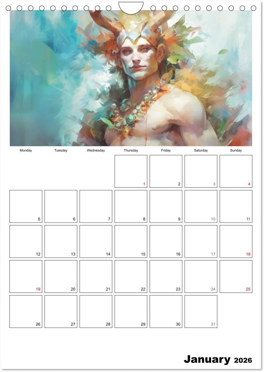 The divine planner. Watercolors of ancient Greek gods, US-Version (Wall Calendar 2026 DIN A4 Portrait), CALVENDO 12 Month Wall Calendar