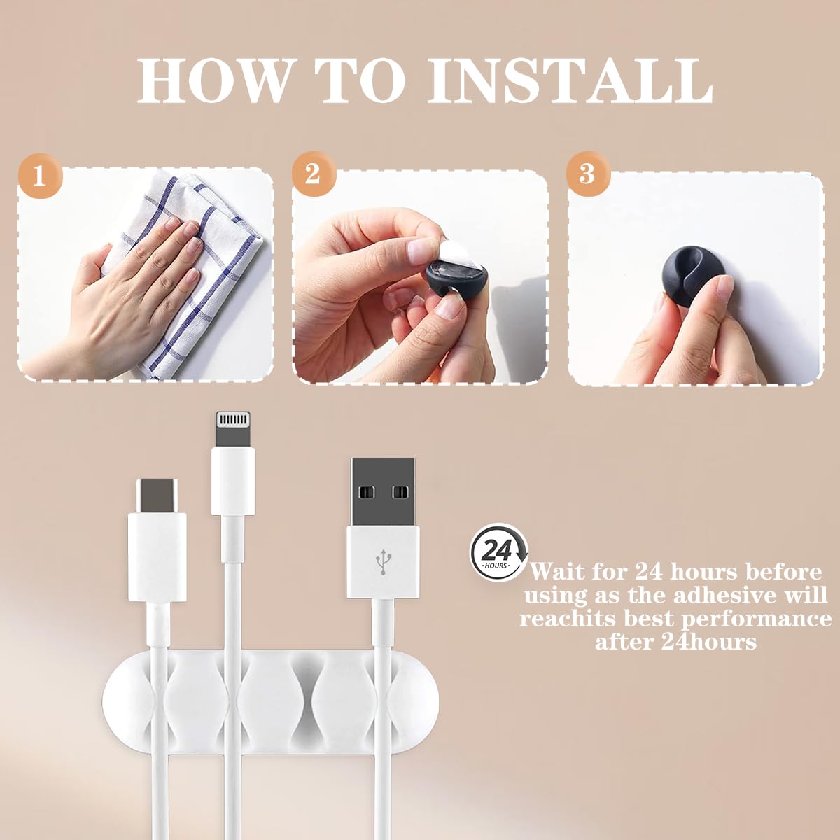 Desire2 Cable Nuggets - 10 Clip Autoadesive Per Cavi (5 Grandi + 5 Piccole), Organizer Da Scrivania Per USB E Cavi Di Alimentazione, Con Adesivo 3M