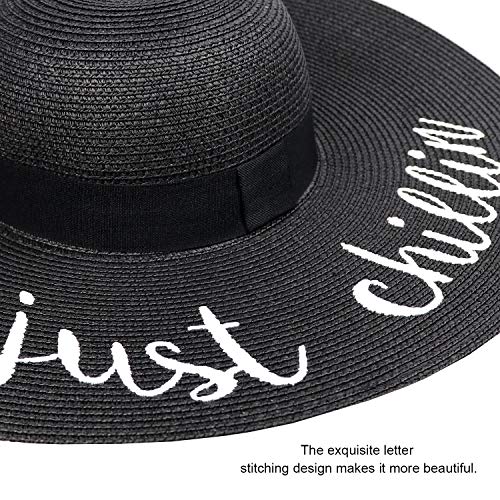 Dreshow Big Straw Sun Hats For Women Floppy Foldable Roll Up Beach Cap Sun Hat Upf 50+ Vacation Honeymoon Embroidered Hat #TOP2