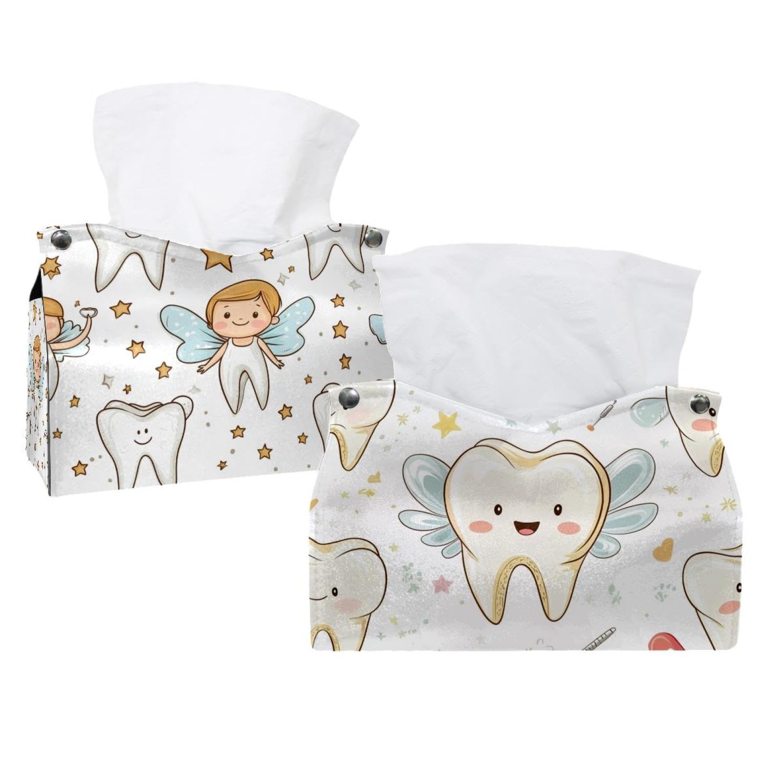 Boîte à mouchoirs fée des dents : distributeur moderne en lot de 2 pour lingettes et mouchoirs