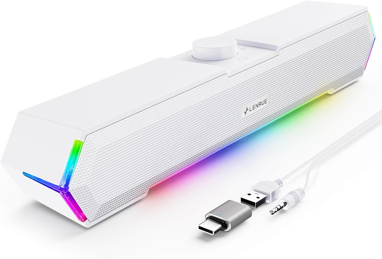 LENRUE G11 Computer Speakers with Touch Lights for PC with Clear Surge Sound, USB C/USB Power Supply for Computer, Computer