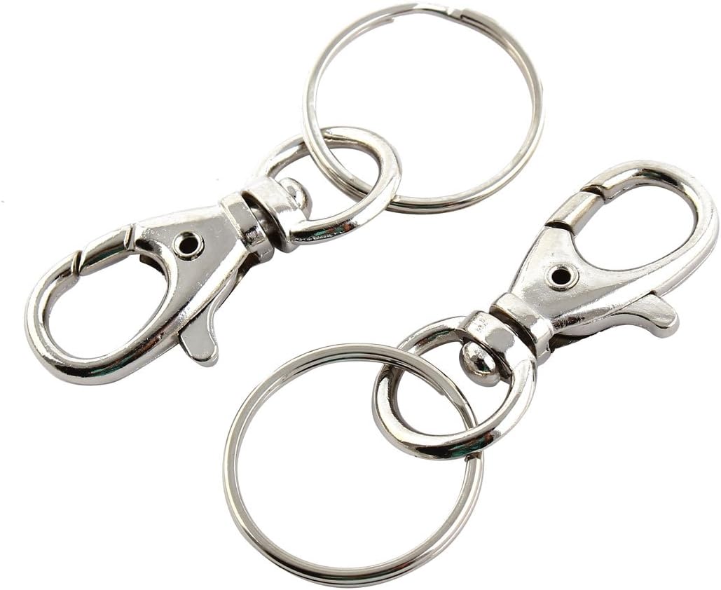 BFlowerYan Silver Tone Metal Trigger Lobster Clasp Key Chain Keyring 2 Pcs