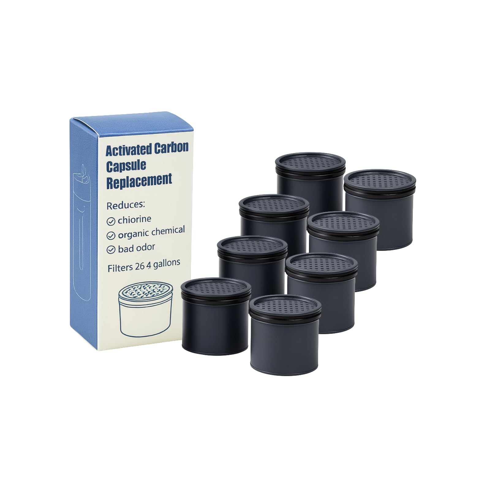 Nispira Carbon Water Filter Replacement Compatible with Lifestraw Go Series, Lifestraw Steel, Lifestraw Universal Water Bottle, 8 Packs