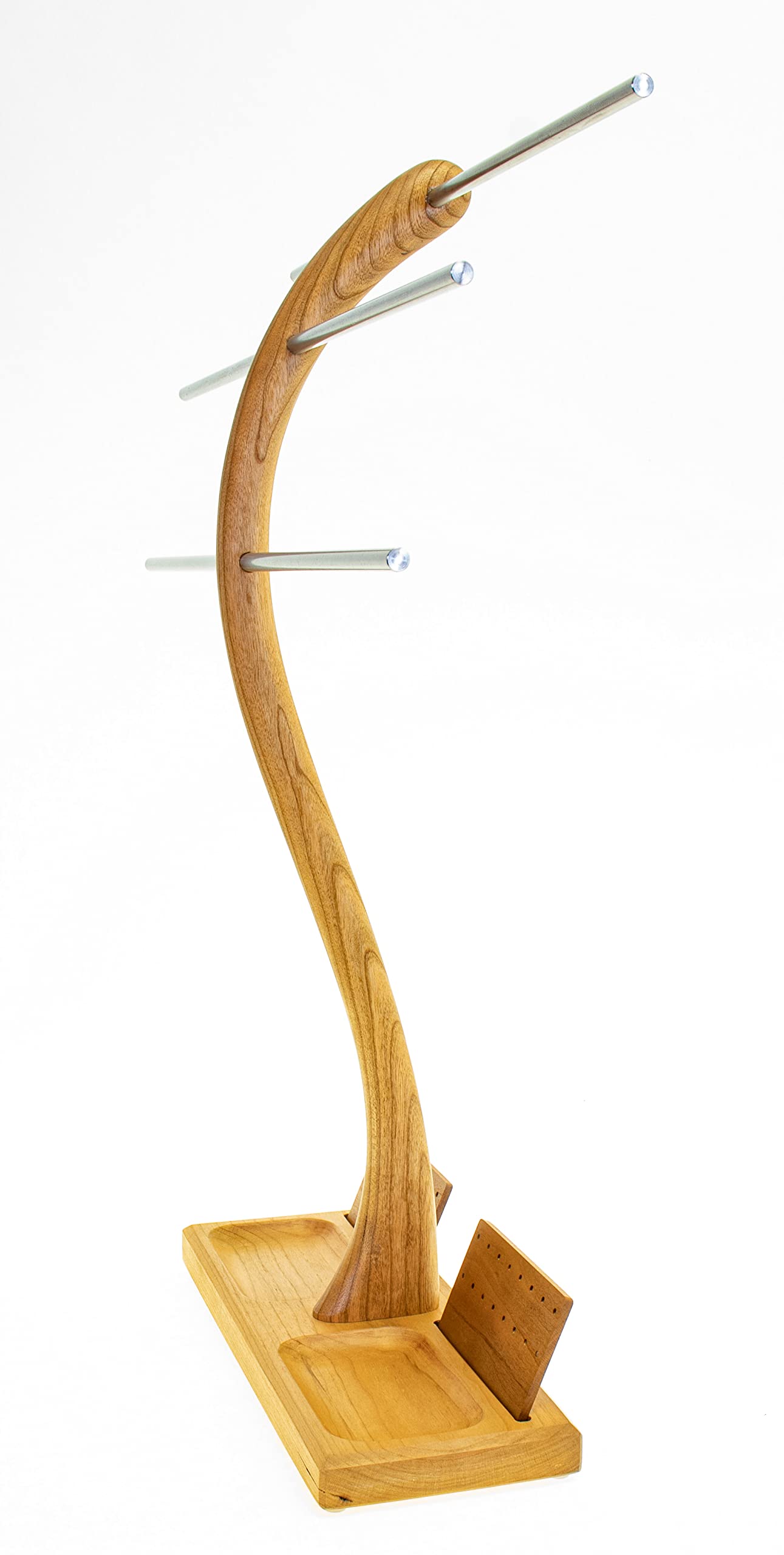 Wood-and-Steel-Design Schmuckhalter aus Kirschbaumholz, 3 Ebenen