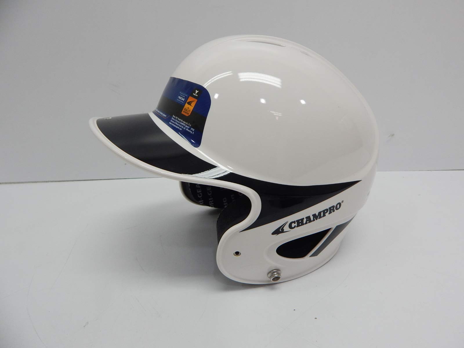 Champro Youth Performance Batting Helmet, White/Black, 6 1/2