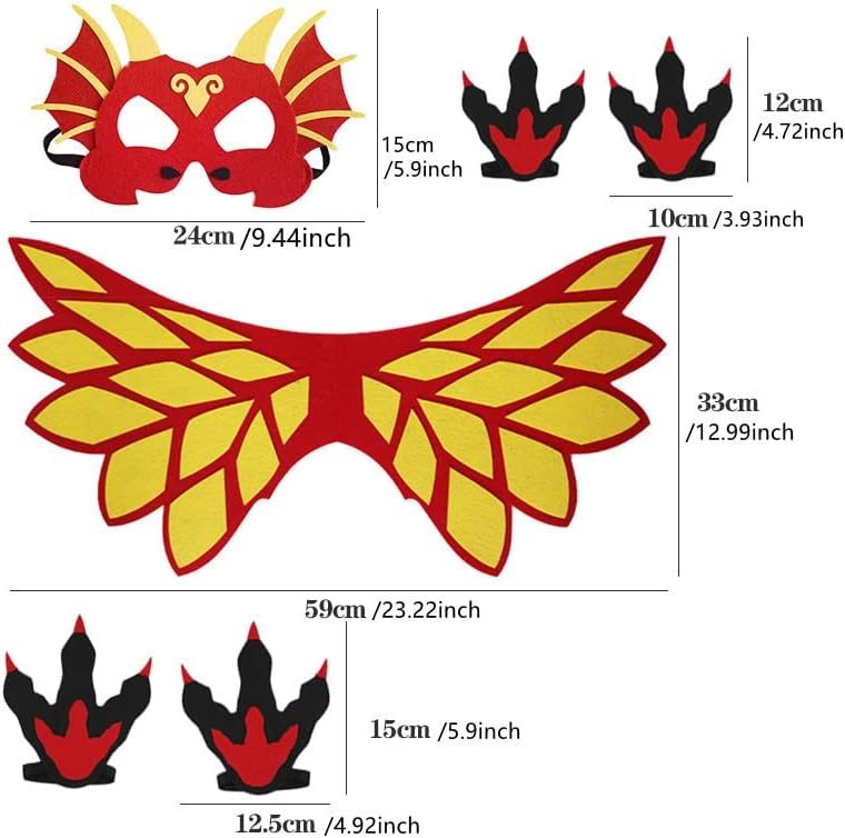 Miniatura 2 de MAIFIF Disfraz de alas de dragón para niños con máscara de patas capa de vestir de alas de dinosaurio para niños y niñas regalos de Halloween