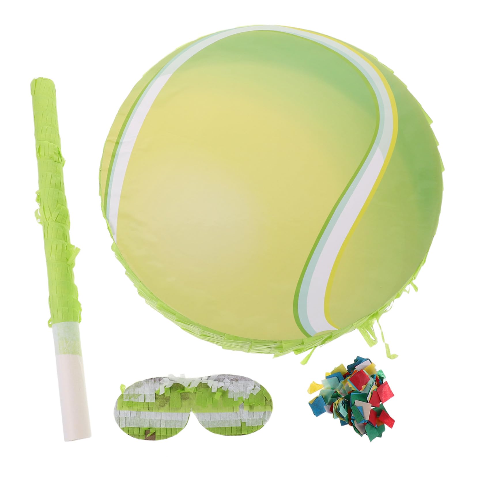 Piñata de Tenis 1 Juego de Papel para Fiesta de Cumpleaños Infantil | Forma de Pelota Deportiva, Incluye Palo, y Confeti, Decoración Temática para Niños Color Aleatorio