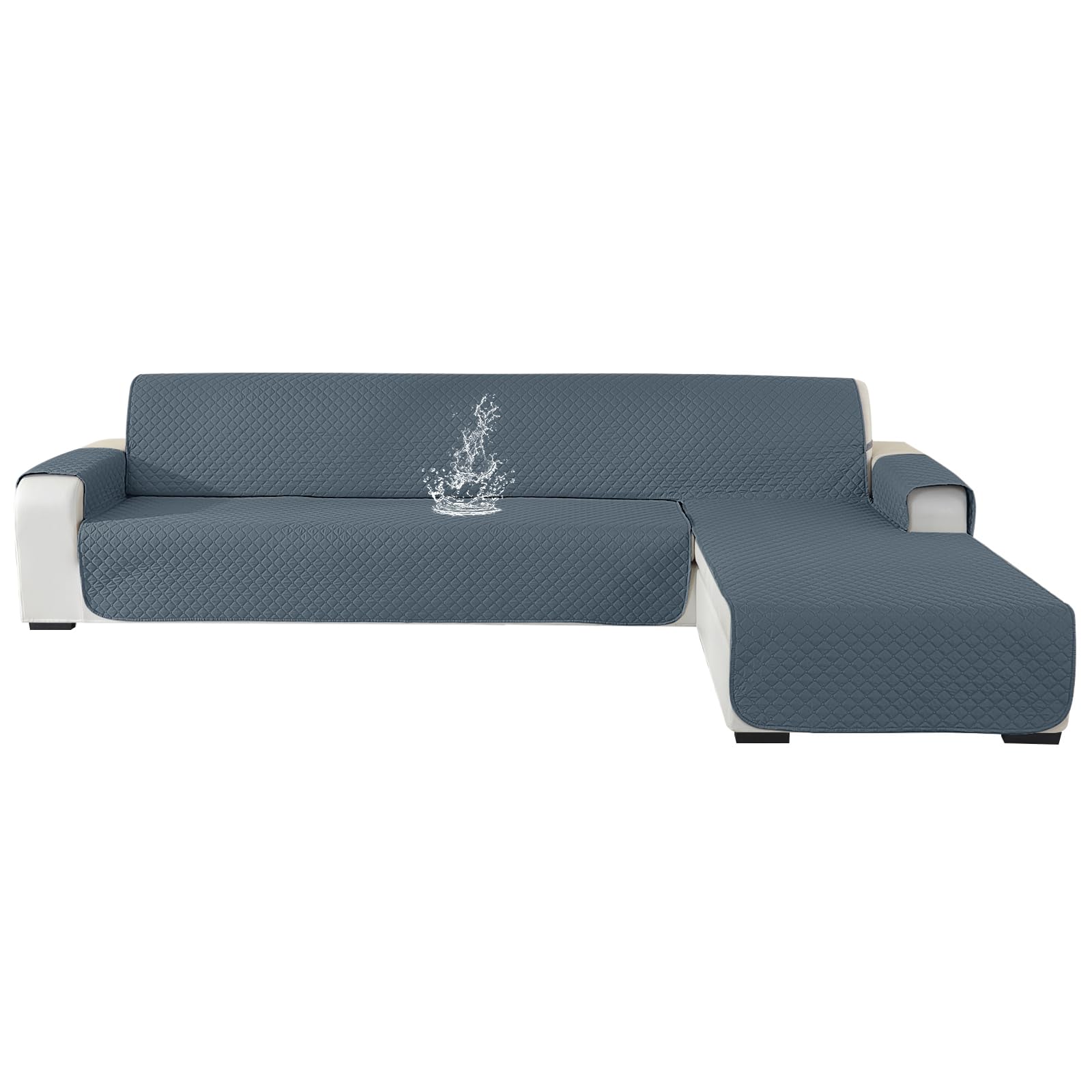 Ystyle Sofa Cover L Shape 4 Seater, Couch Cover L Shape Waterproof, Sofa Cover L Shape, Sofa Cover L Shape for Living Room, Sofa Throw L Shape, Corner Sofa Cover Non-Slip (285 cm, Grey Blue)