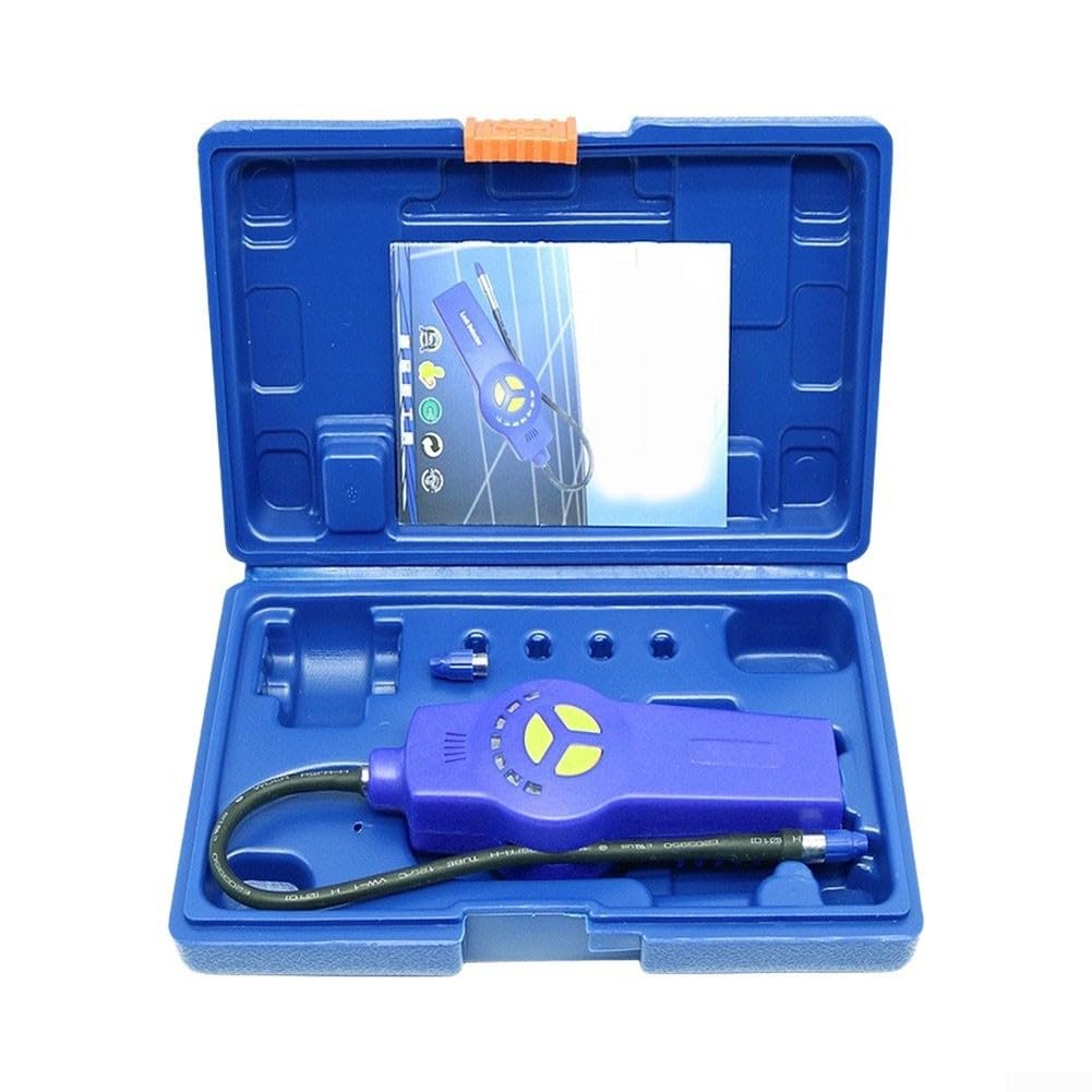 Detector de fugas DSA-200 - Detector de halógeno para aire acondicionado HVAC, probador de gas automotriz con 5 niveles de sensibilidad, alarma LED, detecta R12 R22 R134a, azul