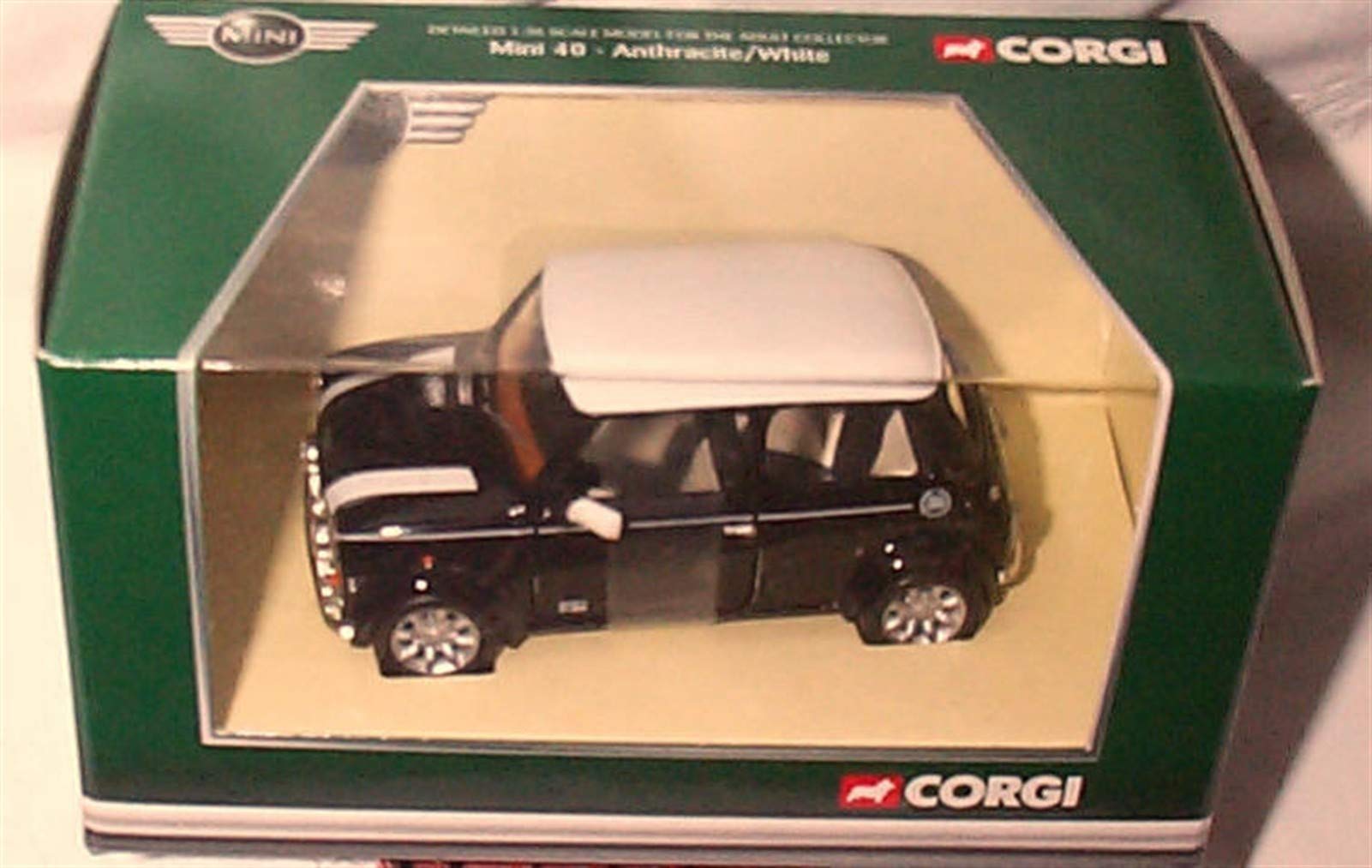 corgi mini 40 anthracite & white car 1:36 scale diecast model