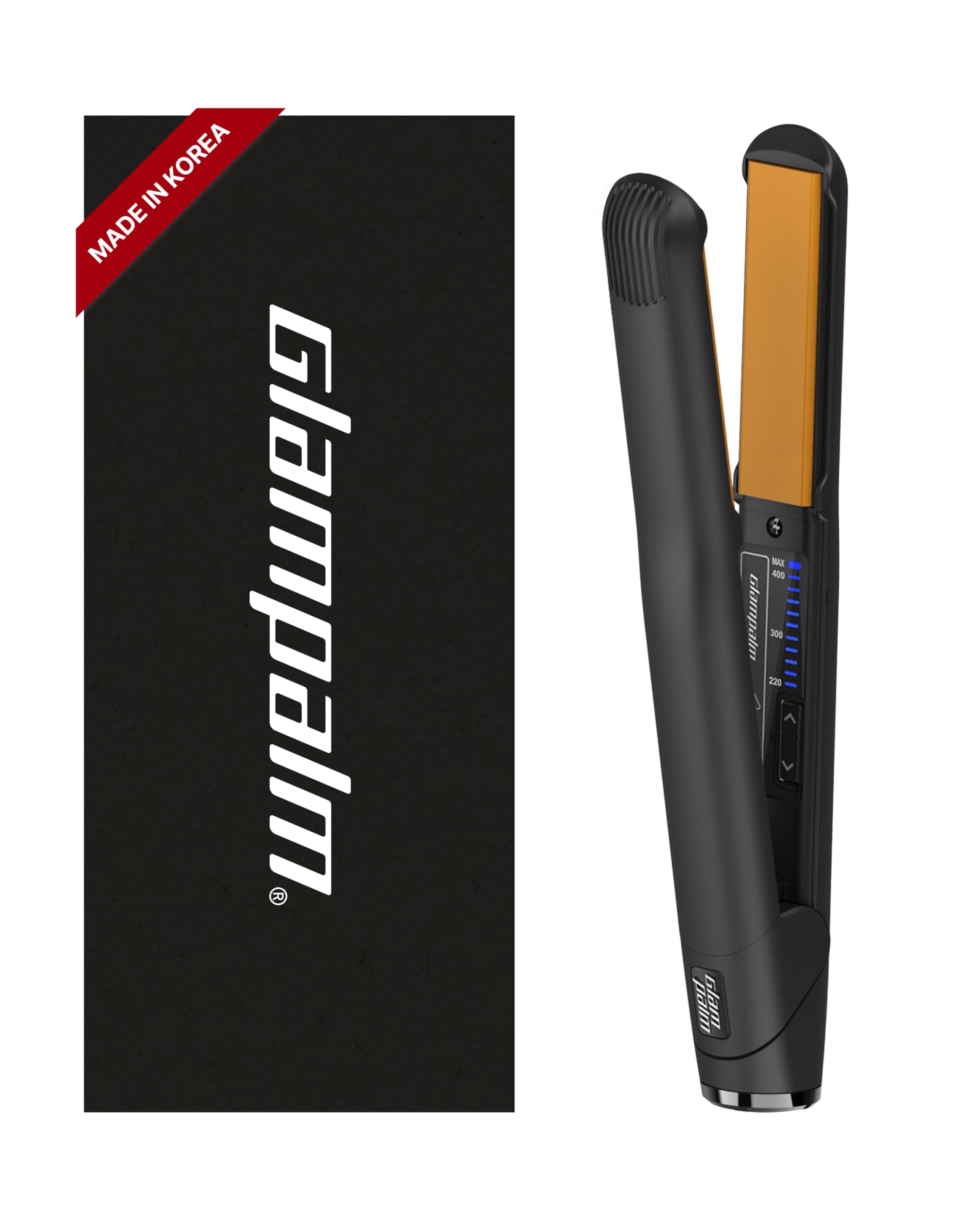 GLAMPALM Classic 1" | Ceramic Flat Iron Infused with Vita-C, Korean No.1 Hair straighteners for Women, Dual Voltage, Silk Press, Hair Styling Irons |