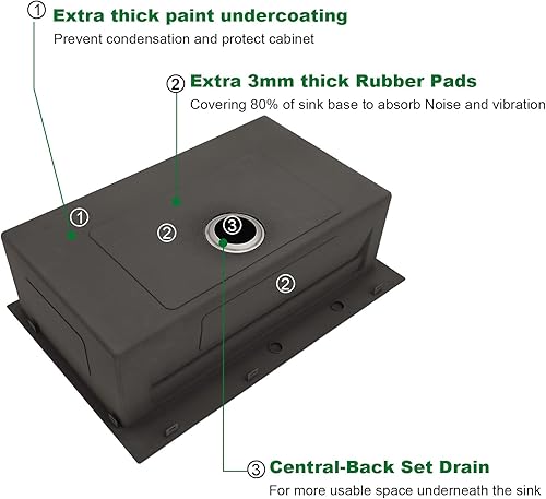 Miniatura 9 de Sarlai - Fregadero de cocina de 33 niveles con repisa de doble nivel, con estación de trabajo de 33 x 22 pulgadas, de acero inoxidable de calibre