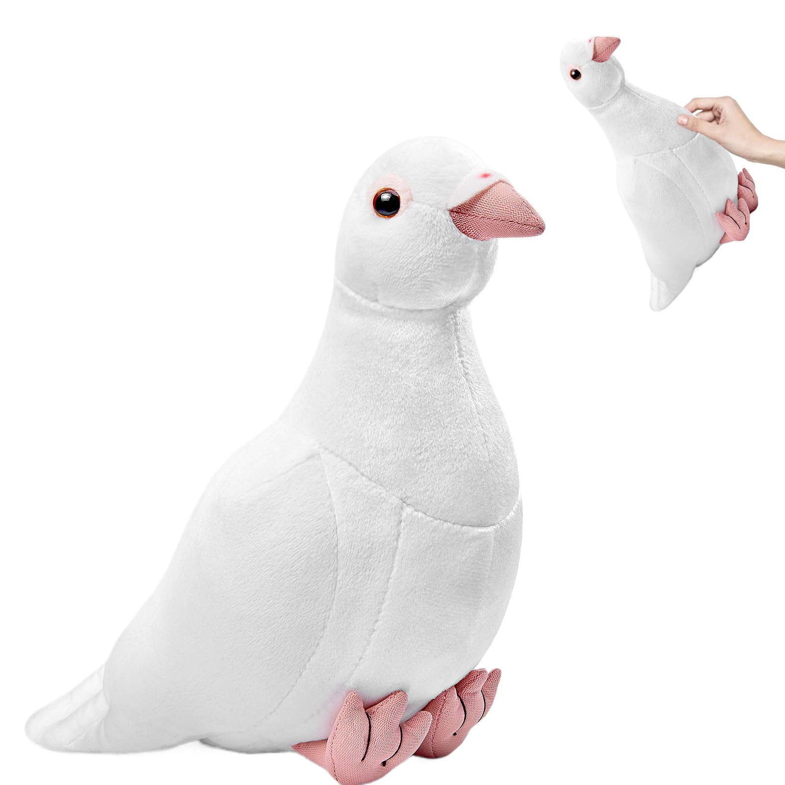 RLOMUTE 7.8" White Dove (Pigeon) Chirping Bird Plush Toy Cute Soft Stuffed Animal Makes Funny Chirping Bird Sounds Liven Up Atmosphere Hilarious Gag Party Gift for Friends and Coworkers (White) โ image 1