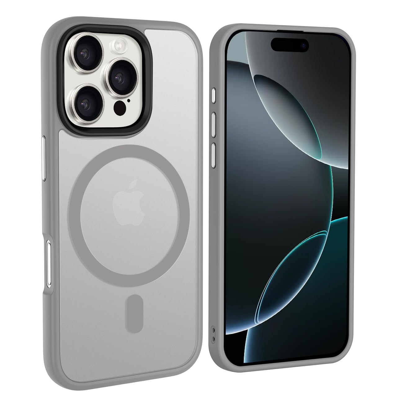 tigratigro Cover Magnetica per iPhone 16 Pro, Compatibile con MagSafe, Custodia Traslucida Opaca Posteriore Sottile Antiurto Protettiva Case, Protezione Antiurto di Grado Militare, Grigio