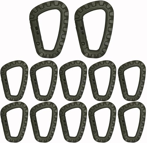 Miniatura 1 de Mosquetón táctico ligero y rápido para colgar con hebilla en D, clips de gancho de resorte para viajes al aire libre, paquete de 12