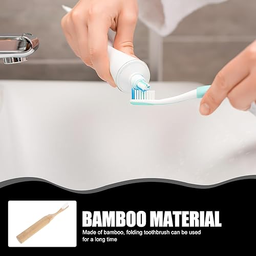 Miniatura 6 de Angoily Cepillo de dientes de viaje Cepillos de dientes de bambú cerdas suaves Cepillo de dientes plegable Cepillo de dientes natural portátil con