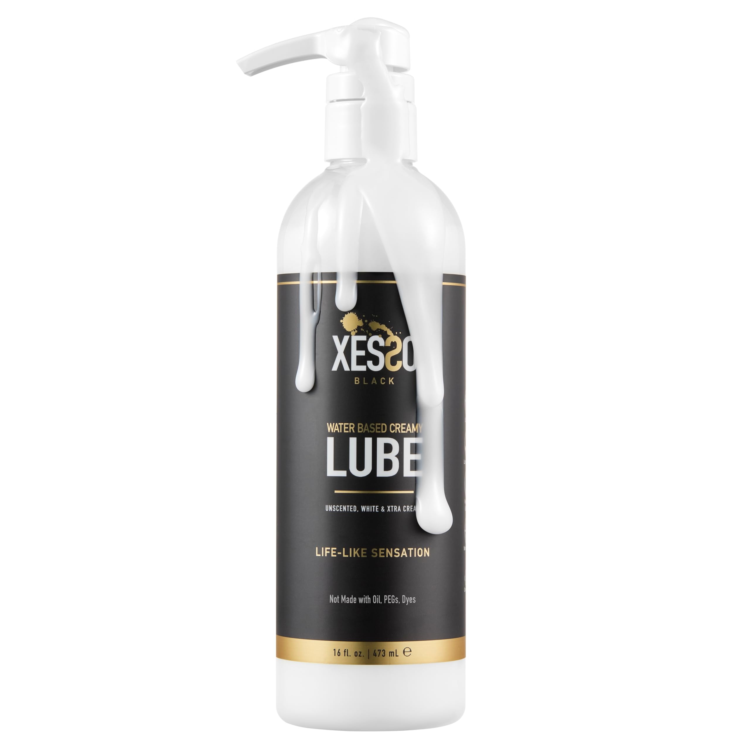 XESSO Water-Based Creamy Lube, Unscented 16 fl oz, Thick White Gel-Like Slippery Glide, Hypoallergenic for Women, Men & Couples. Made in US & Discreet Package. Package May Vary
