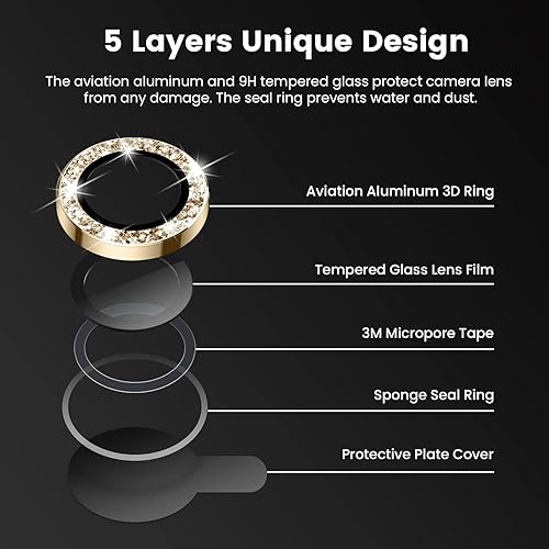 Miniatura 5 de Tensea Protector de lente de cámara para iPhone 14 Pro iPhone 14 Pro Max, protector de pantalla de vidrio templado 9H, protector de anillo