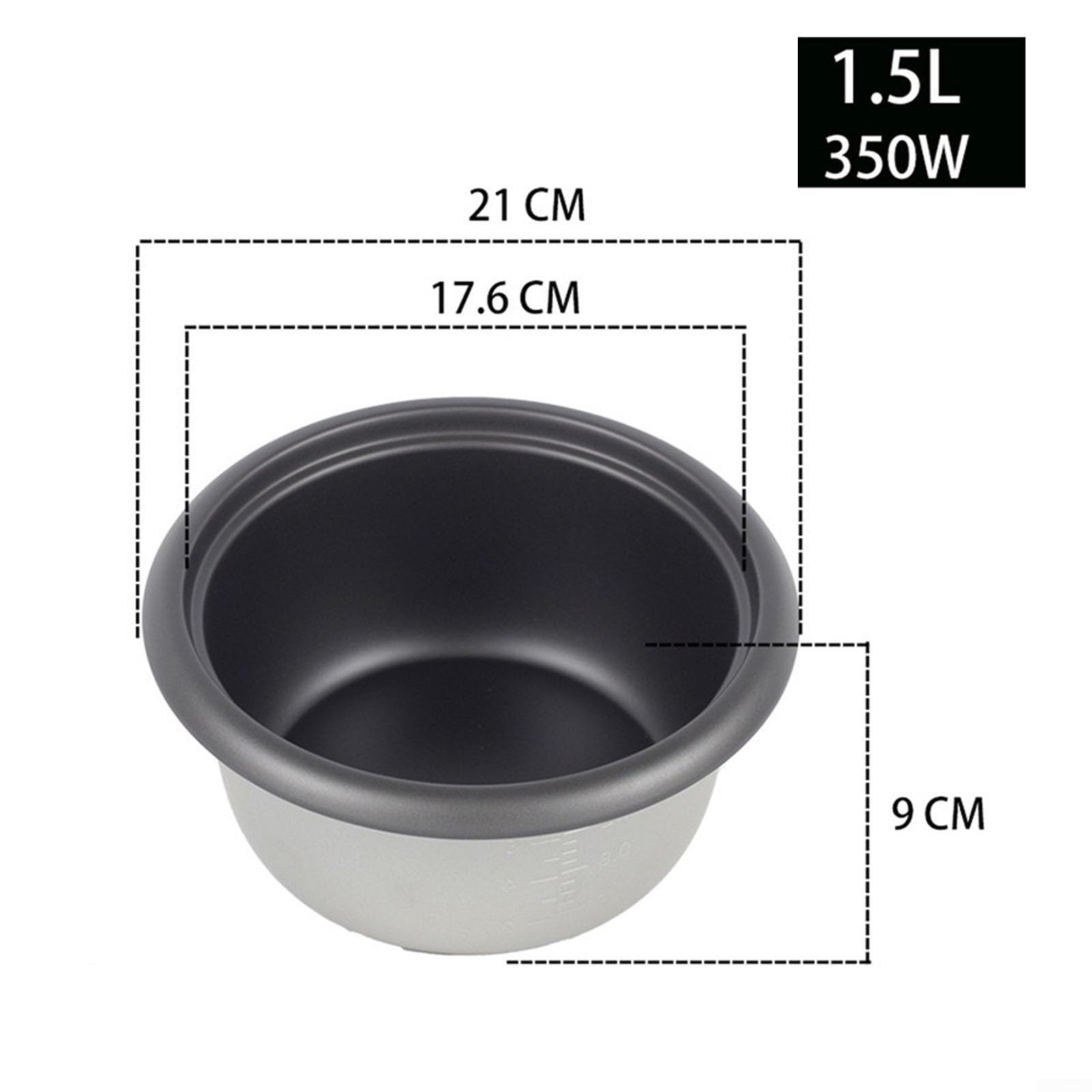 Innentopf aus Aluminiumlegierung, 1,5/2 l, Ersatz-Innentopf, antihaftbeschichtet für Küchen-Reiskocher (1,5 l)