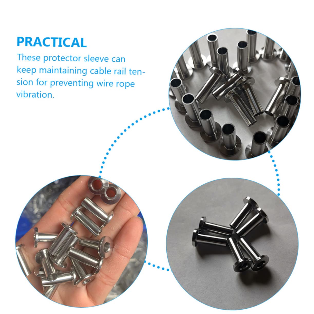 DOITOOL 80pcs Stainless Steel Cable Railing Kit Post Protectors Wire Rope Sleeves Railing Drill Bit