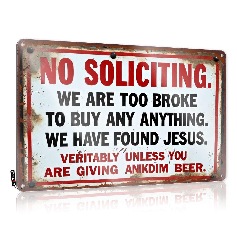 Fzfn Colour No Soliciting. We Are Too Broke To Buy Anything Grunge Room Decor Aesthetic Mount Hanging | Scandinavian Decorations Ideas Vintage Metal Wall Decor(20X30cm)