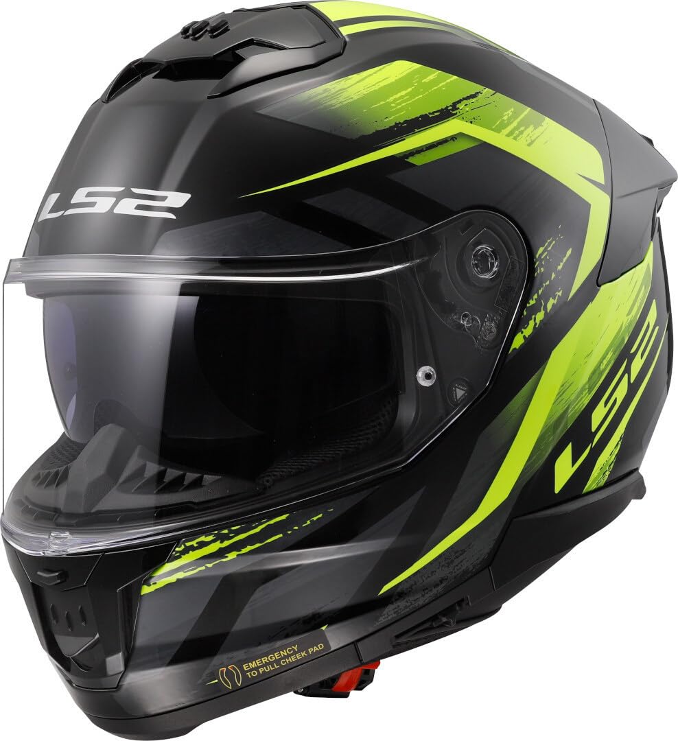 LS2, Casco Moto Integrale STREAM II FURY Gloss Black H-V Yellow, L