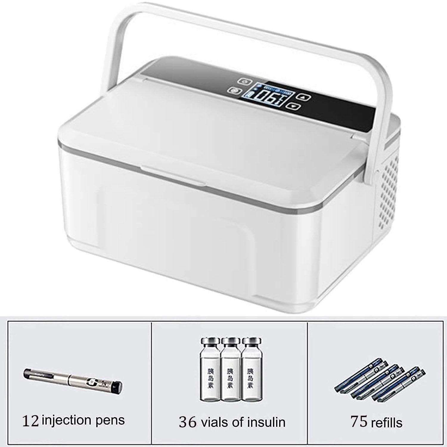 Refrigerador De Insulina Refrigerador De Viaje De Insulina Médica Portátil Mini Refrigerador De Medicina para Automóvil Recargable para Almacenamiento De Medicina para Diabéticos,3batteries