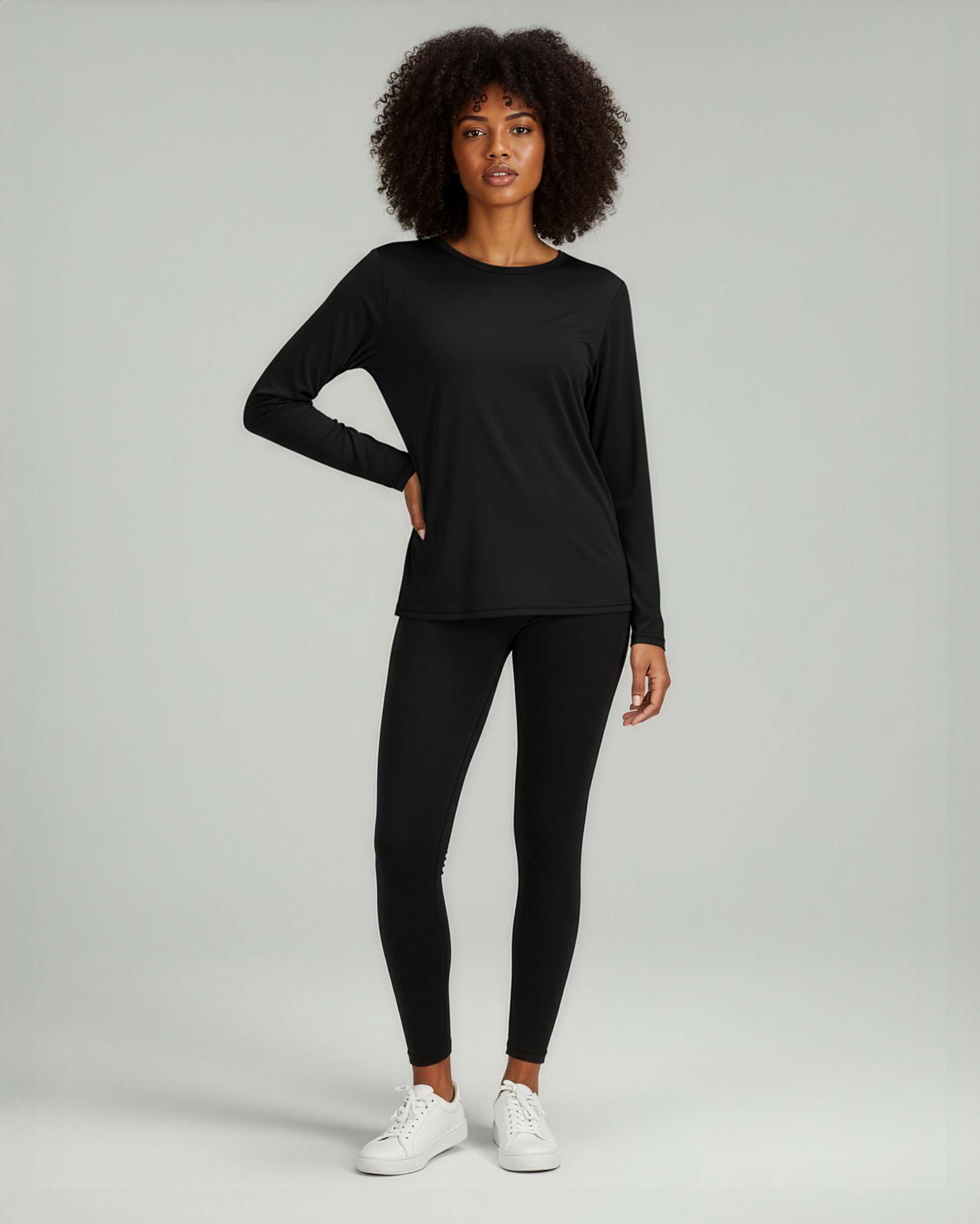 Real Essentials 4 Pack: Dry-Fit Tech Stretch Long-Sleeve Athletic Workout T-Shirt für Damen (erhältlich in Übergröße)