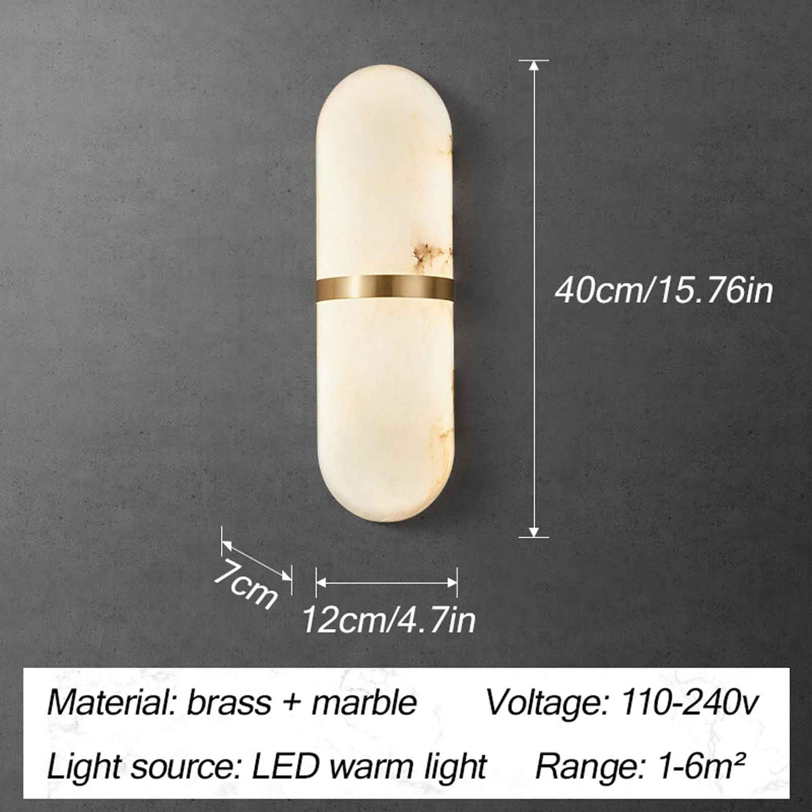 Applique da Parete in Marmo Naturale, Lampada a Striscia di alabastro di Lusso, Applique in Ottone Moderna Nera/Oro per Bagno, Mobile Bar, apparecchio di Illuminazione Bianco per c