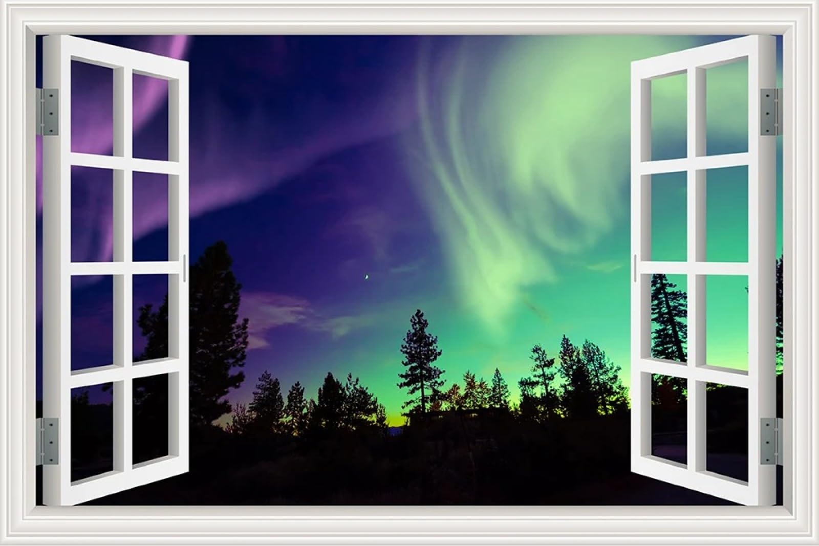 Natura Paesaggio 3D Adesivi Murali Cielo Verde Decalcomanie Finestre Decorativi Murale Carta da Parati 60X40 Falso Finestra Adesivi