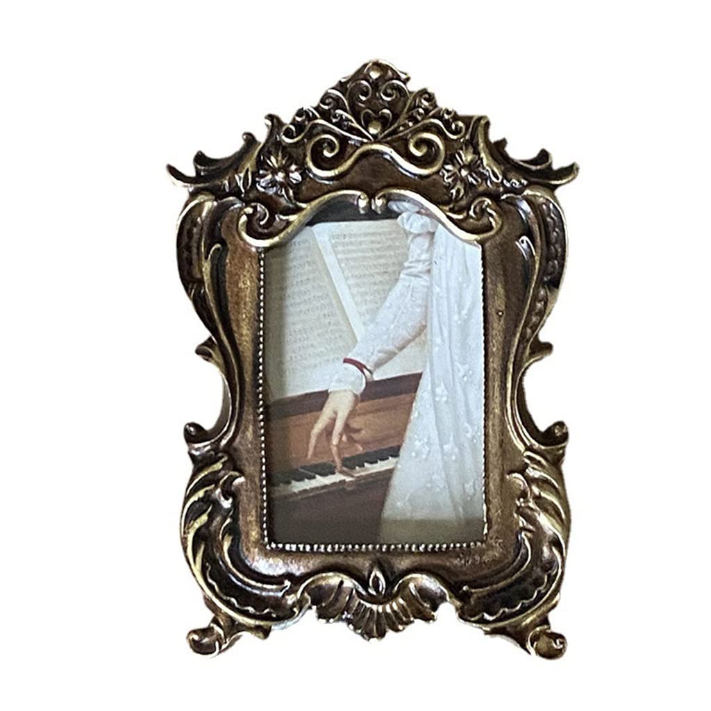 KLerDH Picture Frames, Retro Carved Wall Resin Photo Frame Decoration Oil Painting Table Picture Ornament