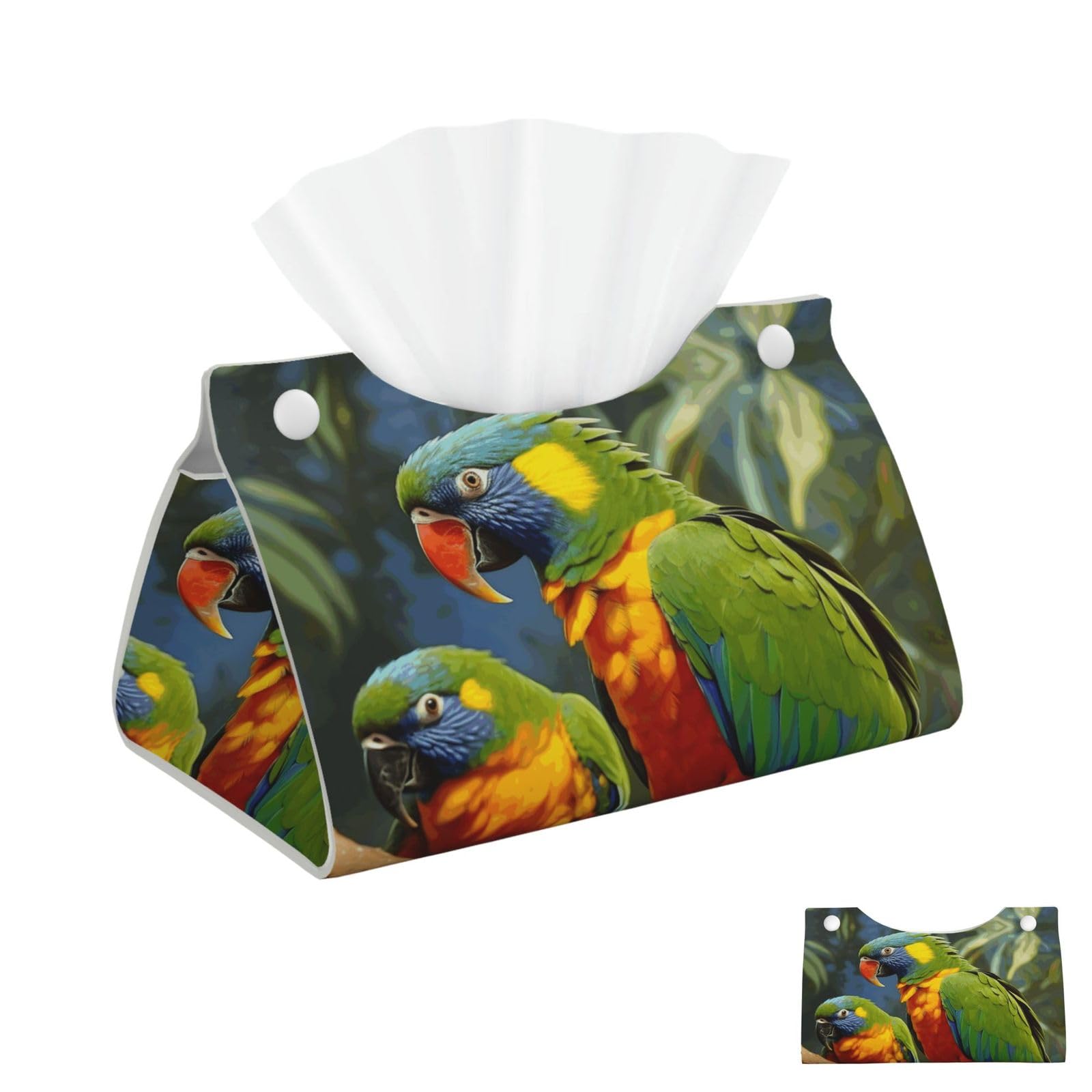 Bird Parrot Painting Tissue Box Cover Square Cube Boxes