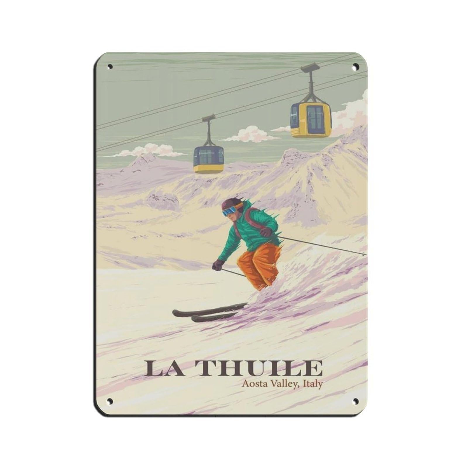 La Thuile affiche métal pour bar et café au style rétro 30x40cm