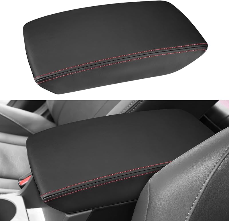 Capa para apoio de braço do console central INTGET em couro sintético para Subaru Crosstrek e Impreza 2024 a 2026 – Costura vermelha