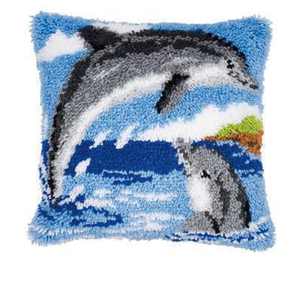 Vervaco Dolphins Latch Hook Cushion, Multi-Colour