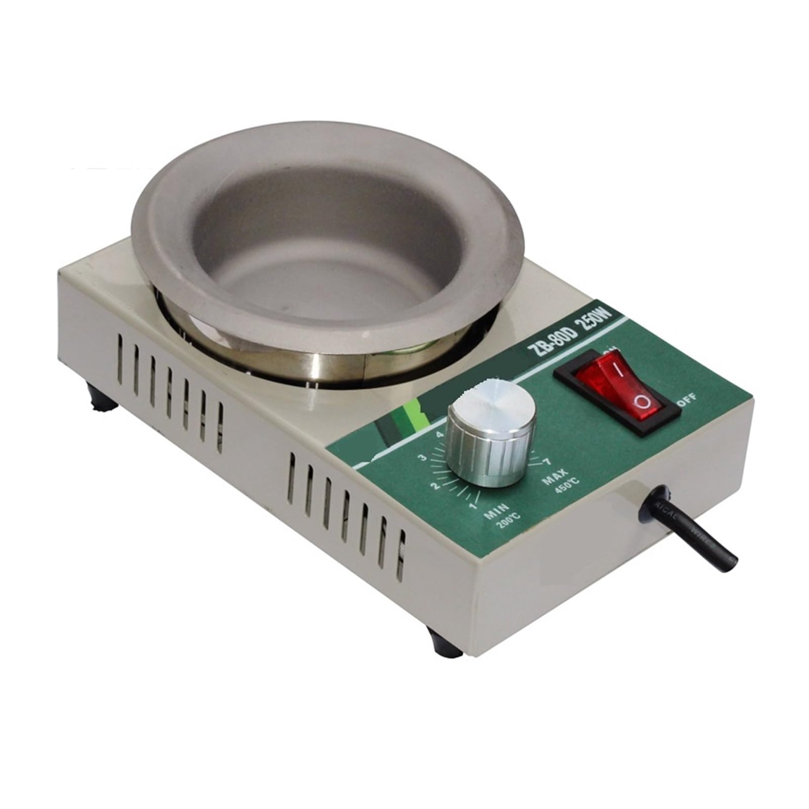 Olla de estaño for soldar sin plomo en miniatura ZB80D, horno de fusión de estaño de alta temperatura de 250W, 200-450'C, olla de grado(ZB-80D Lead Free)