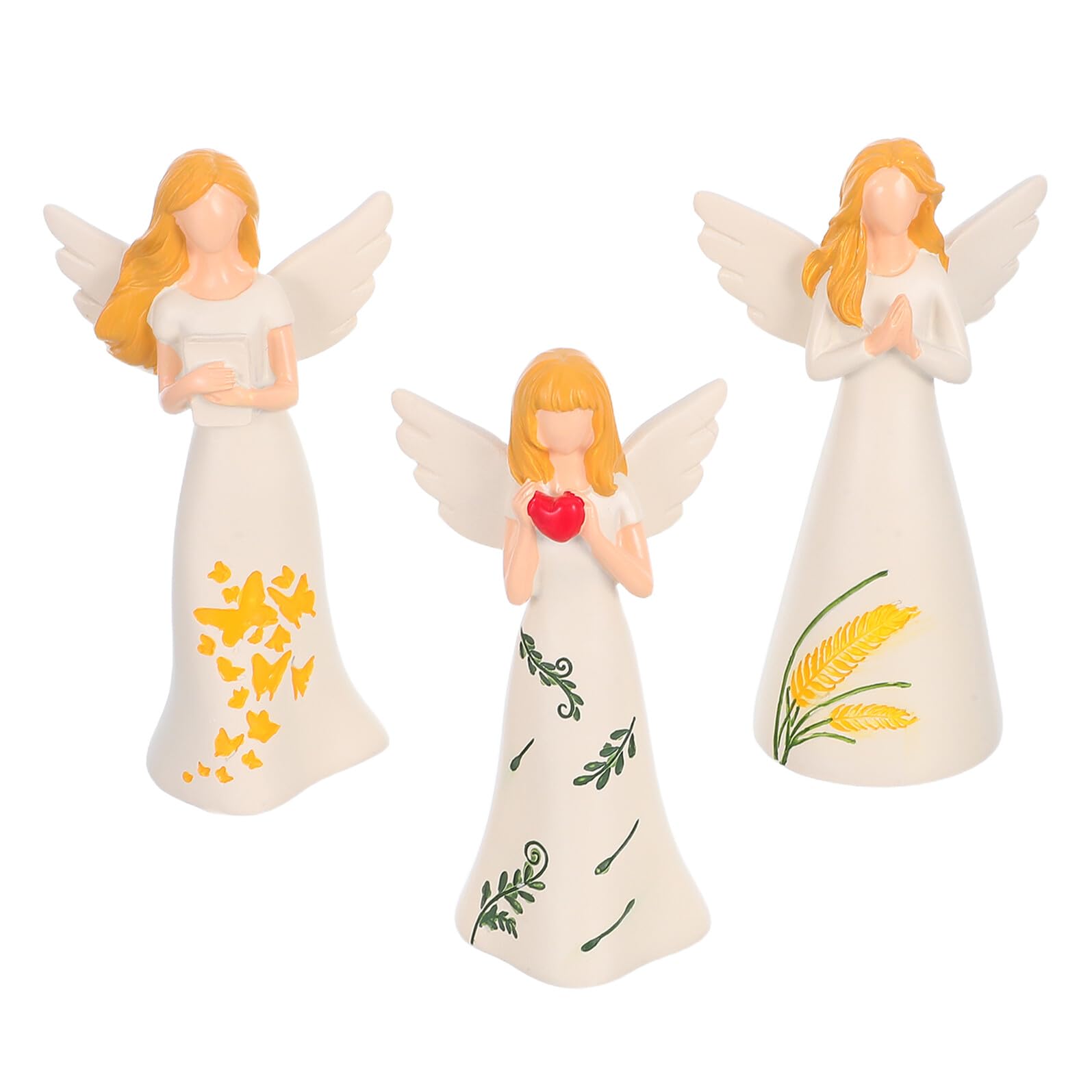 Mikikit 3 Piezas Estatuas de Ángel Guardian de Resina Beige para Decoración Navideña Figuras de Oración para Mesa y Repisa Ornamentos de Bendición Estilo Farmhouse Decoración Espiritual y