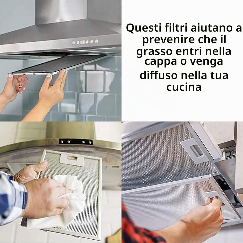 Set di 3 filtri a rete in alluminio per cappa da cucina, argento, 300 x 250 mm