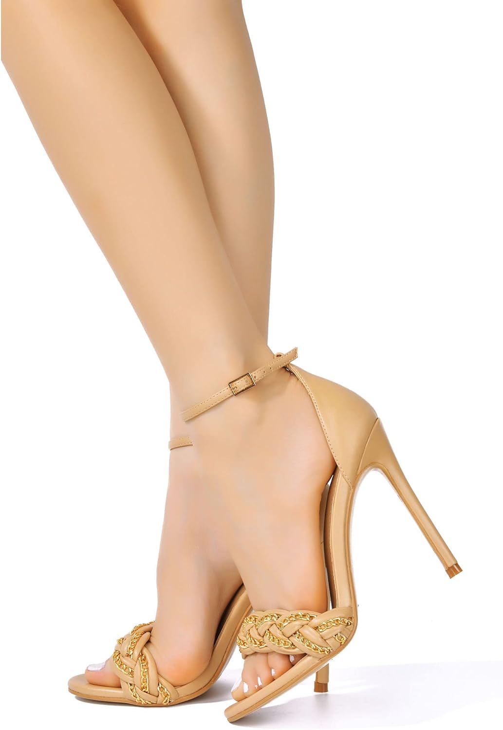 Cape Robbin Stormi Sexy Stiletto High Heels for Women, Round Open Toe Shoes Heels
