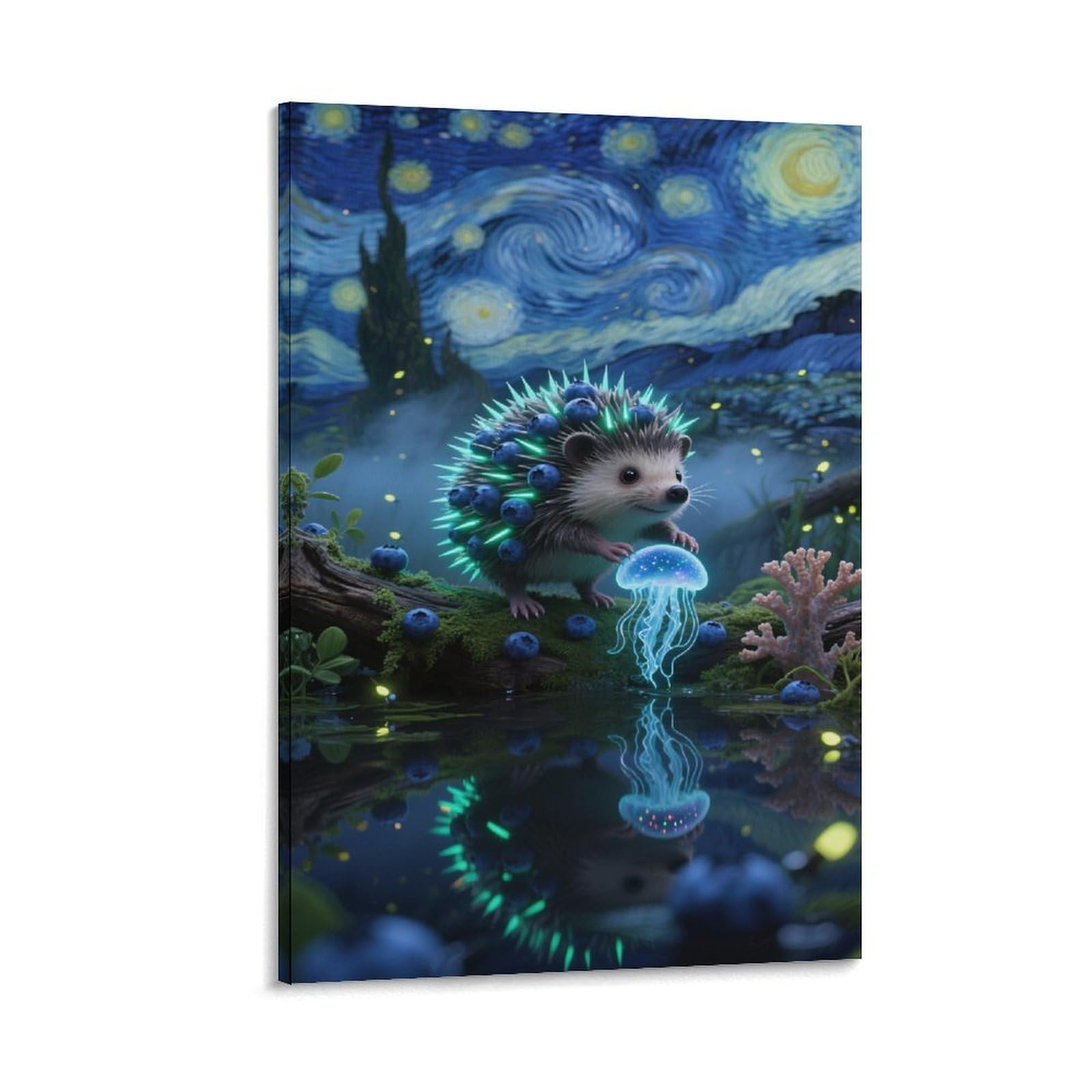 Affiche Hérisson miniature œuvre d'art botanique toile lin luxe - 6